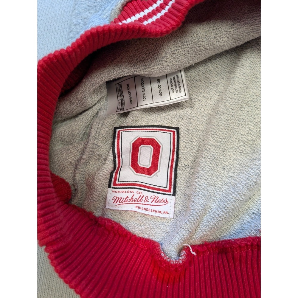 Ohio State Buckeyes Hoodie Mens Medium Gray Mitchell Ness Sweatshirt Football - Picture 7 of 13